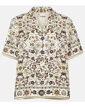 Tory Burch Printed Silk Shirt - White