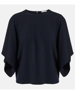 FFORME Tenley Draped Wool-Blend Crepe Top - Blue