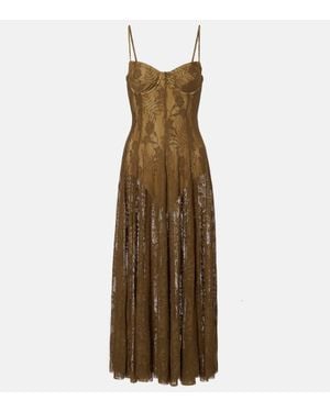Norma Kamali Midikleid Aus Spitze - Natur