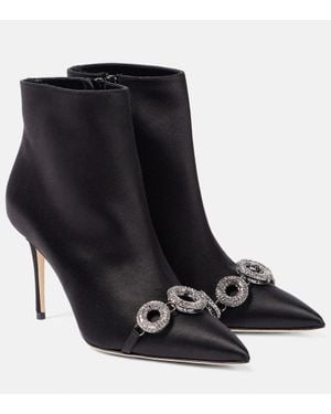 Manolo Blahnik Verzierte Ankle Boots Balvisa Aus Satin - Schwarz