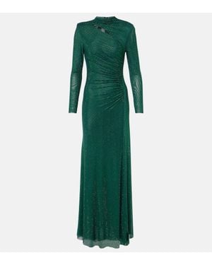 Self-Portrait Embellished Gathered Gown - Green