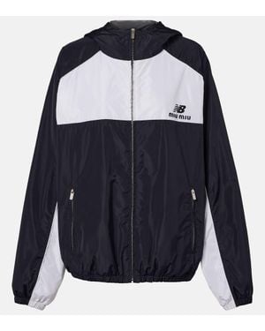 Miu Miu X New Balance Chaqueta Deportiva De Popelin - Azul