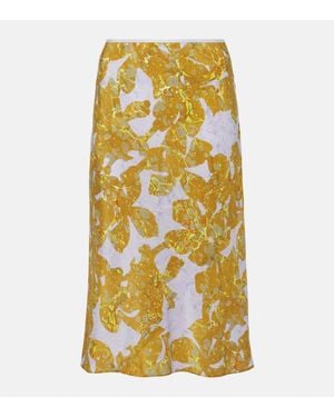 スカート DRIES VAN NOTEN 'Salga' skirt Yellow Dries Van Noten Salga Sequined Silk Midi Skirt In Yellow