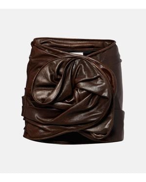 Magda Butrym Gathered Leather Miniskirt - Brown