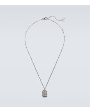 SHAY 18Kt Id Pendant Necklace With Pave Diamonds - White