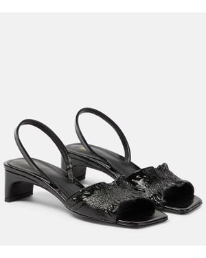 TOTEME The Gathered Scoop-Heel Leather Sandals - Black