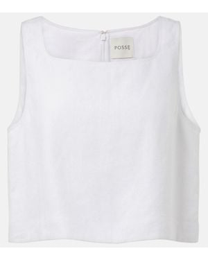 Posse Val Linen Crop Top - White