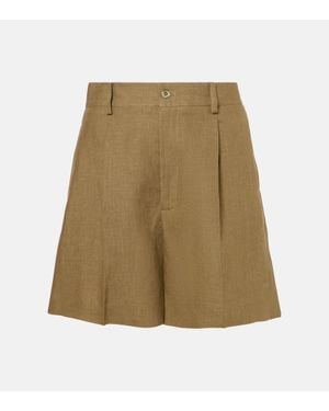 Ralph Lauren Tracy Pleated Linen Shorts - Natural