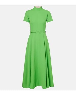 Emilia Wickstead Camilla Belted Wool Midi Dress - Green