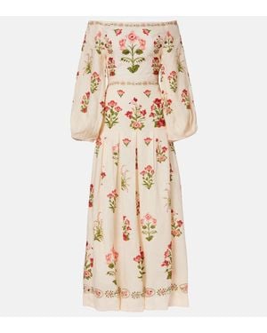 Agua Bendita Senlis Canna Off-Shoulder Linen Maxi Dress - Natural