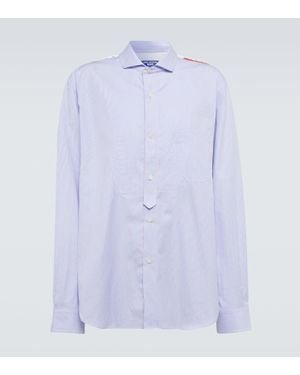 Junya Watanabe X Basquiat Printed Pinstriped Cotton Shirt - Blue