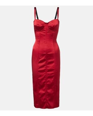Dolce & Gabbana Satin Bustier Dress - Red