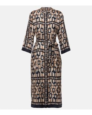 Max Mara Falesia Printed Twill Midi Dress - Blue