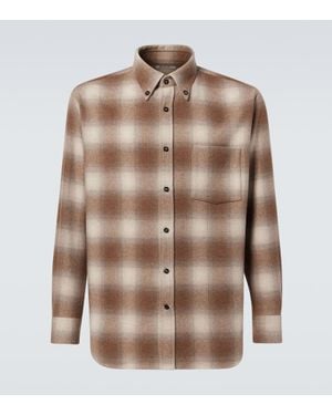 Loro Piana Jack Tartan Wool And Cashmere Shirt - Brown