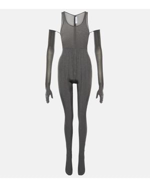Alex Perry Crystal-Embellished Jersey Catsuit - Grey