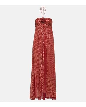 RIXO London Samira Printed Halterneck Gown - Red