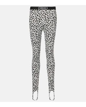 Versace Leopard-Print Leggings - Gray