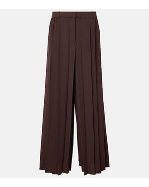 JOSEPH Tibre Plisse Wide-Leg Pants - Brown