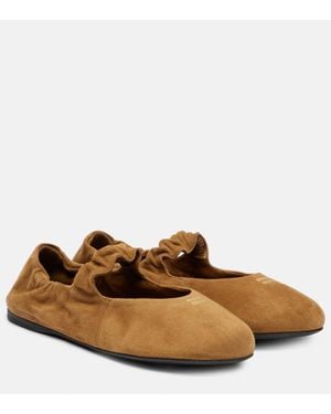 Miu Miu Mary-Jane-Ballerinas Ruches Aus Veloursleder - Braun