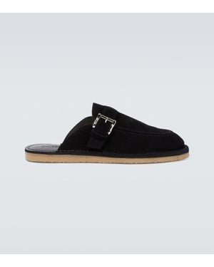 Comme des Garçons Slippers Aus Veloursleder - Schwarz