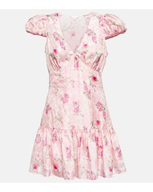 LoveShackFancy Russ Floral Silk Minidress - Pink