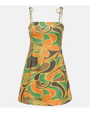 Faithfull the Brand Robe Ysla Imprimee En Lin - Vert