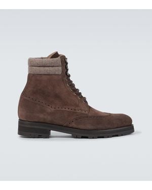 Manolo Blahnik Sapele Suede Lace-Up Boots - Brown