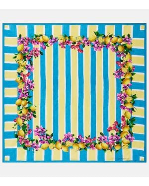 Dolce & Gabbana Bedrucktes Tuch Taormina Aus Seiden-Twill - Blau