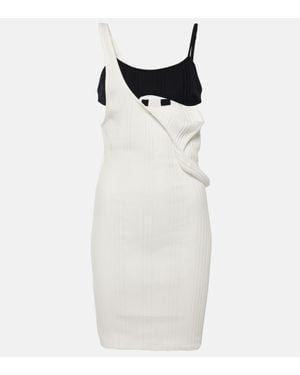 The Attico Ribbed-Knit Cotton Minidress - White