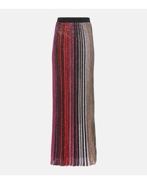 Missoni Striped Sequined Lame Maxi Skirt - Red