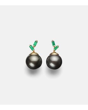 Suzanne Kalan One Of A Kind 18Kt Earrings With Emeralds And Pearls - Metallic