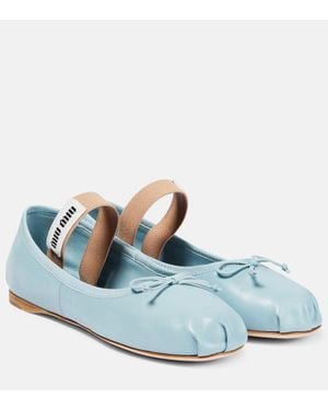 Miu Miu Ballerinas Aus Leder - Blau