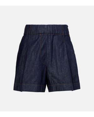 Dries Van Noten High-Rise Jeansshorts - Blau