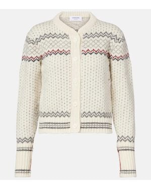 Thom Browne Cardigan En Laine Et Mohair - Blanc