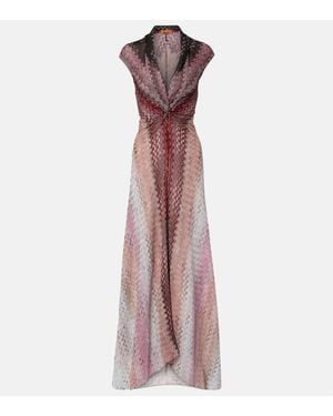 Missoni Vestido Largo De Jacquard De Lame En Zigzag - Morado