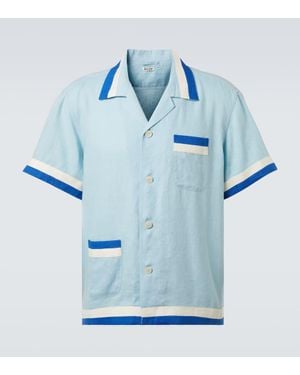 Bode Seedling Stripe Linen Shirt - Blue