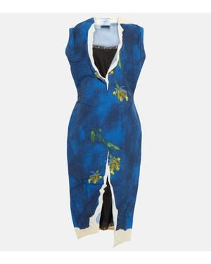 Prada Floral-Print Sheath Dress - Blue