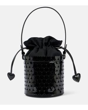 Aquazzura Amorouse Leather-Trimmed Bucket Bag - Black