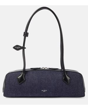 Alaïa Schultertasche Le Teckel Medium Aus Denim - Blau