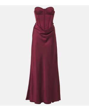ROTATE BIRGER CHRISTENSEN Embellished Draped Satin Corset Gown - Purple