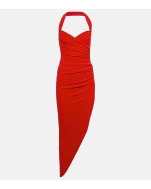 Norma Kamali Cayla Asymmetric Draped Stretch-jersey Midi Dress - Red