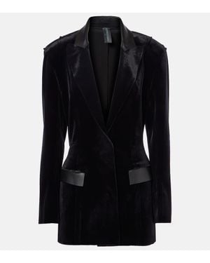 Norma Kamali Faux Leather-Trimmed Velvet Jacket - Black