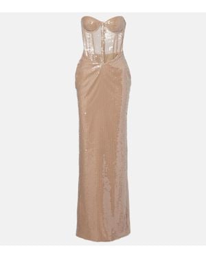 The New Arrivals Ilkyaz Ozel Tara Sequined Bustier Dress - Natural