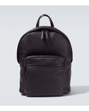 ZEGNA Secondskin Hoodie Leather Backpack - Black