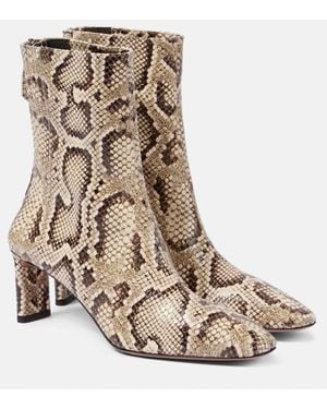 Aquazzura Blade Snake-Effect Leather Ankle Boots - Brown