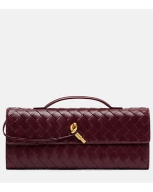 Bottega Veneta Andiamo Intrecciato Leather Clutch - Red