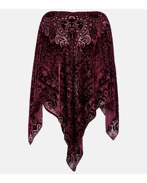 Etro Poncho Aus Samt - Lila