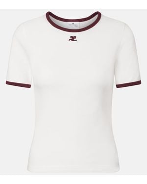 Courreges Signature Logo Cotton T-Shirt - White