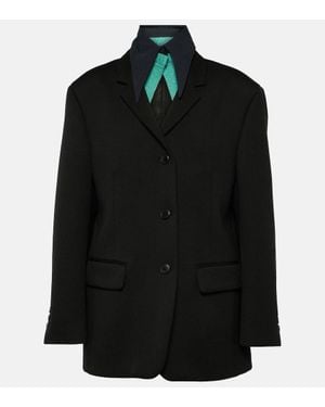 Prada Blazer De Gabardina De Lana - Negro