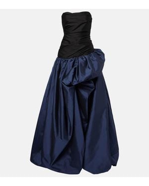 Marmar Halim Draped Off-Shoulder Corset Gown - Blue